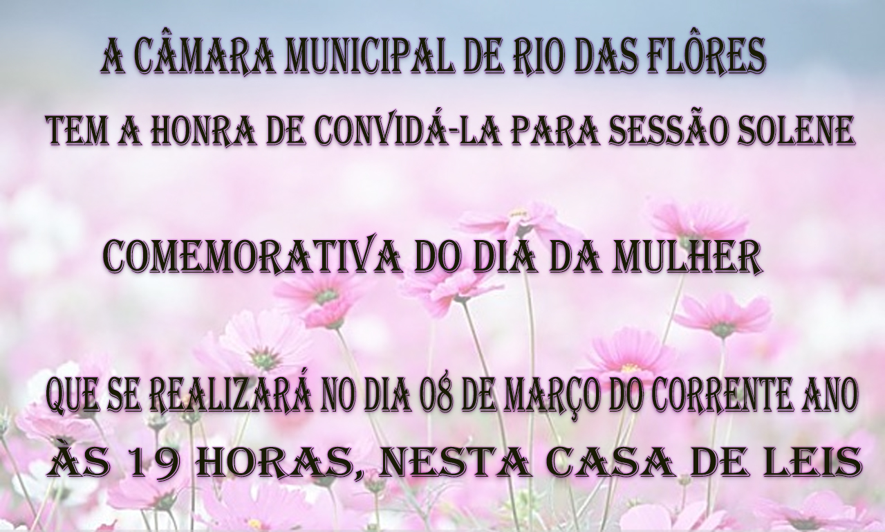 Convite para Sessão Solene, dia 08 de março às 19 horas